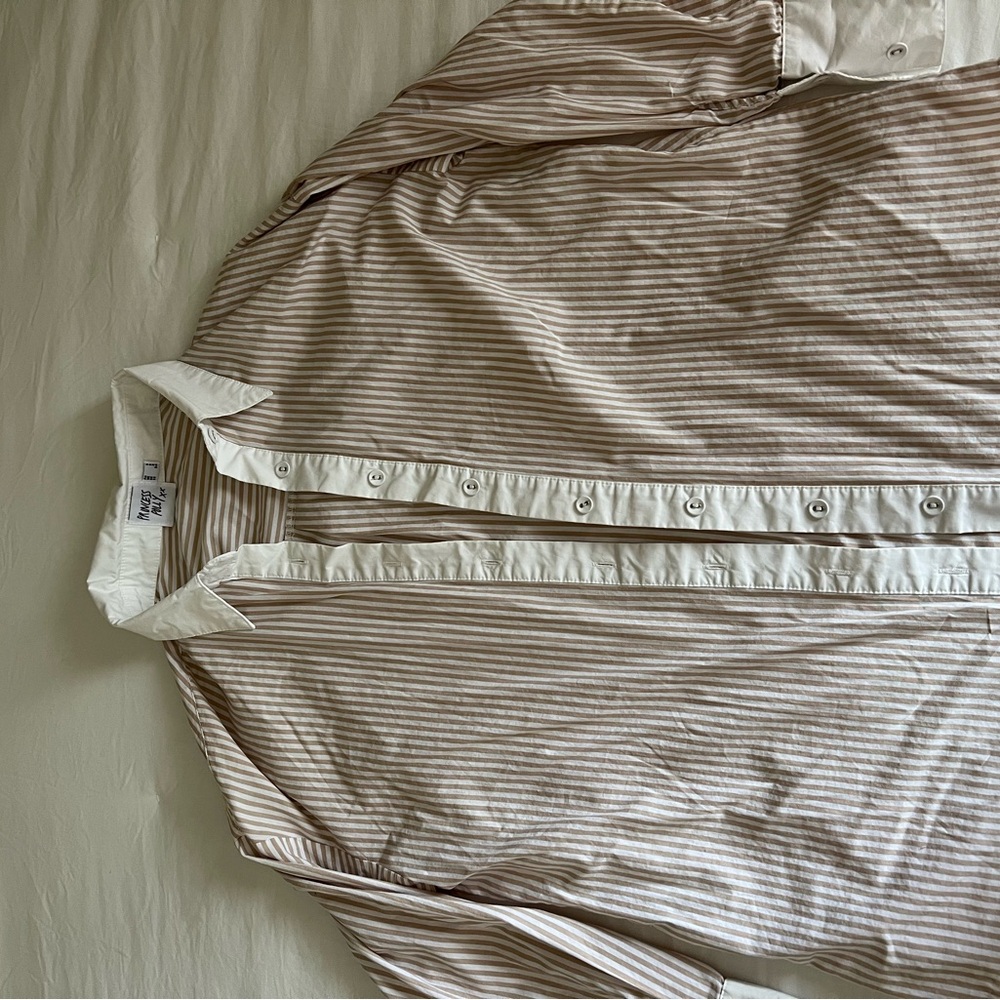 Princess Polly Cream and Tan Striped Blouse